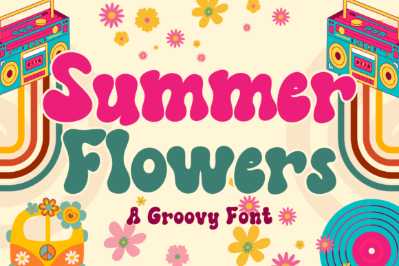 Summer Flowers Font: A Retro Groovy Typeface for Handmade Crafts